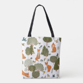 Bosdieren: vossen, vogels patroon tote bag (Achterkant)