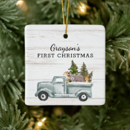Bosdieren Vragen Foto voor eerste kerstmis Keramisch Ornament