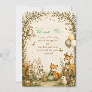Bosdieren Vrienden Baby Shower Bedankkaart