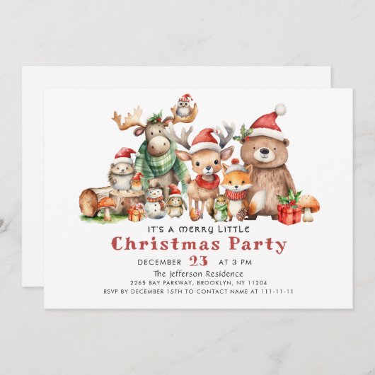 Bosdieren Vrolijk klein kerstfeest Kaart (Voorkant / Achterkant)