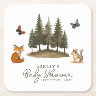 Bosdieren Watercolor Baby Shower Kartonnen Onderzetters