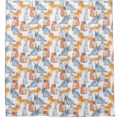 Bosdieren. Waterverf Douchegordijn (Voorkant)