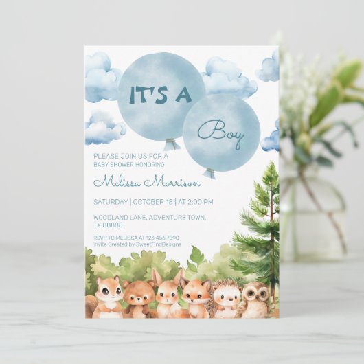 Bosdieren Waterverf Het is een Baby shower voor jo Kaart (Staand voorkant)