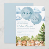 Bosdieren Waterverf Het is een Baby shower voor jo Kaart (Voorkant / Achterkant)