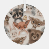 Bosdieren: Waterverf naadloos patroon Glas Ornament (Achterkant)