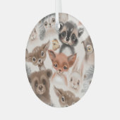 Bosdieren: Waterverf naadloos patroon Glas Ornament (Voorkant links)