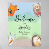 Bosdieren welkom Baby shower Poster (Voorkant)