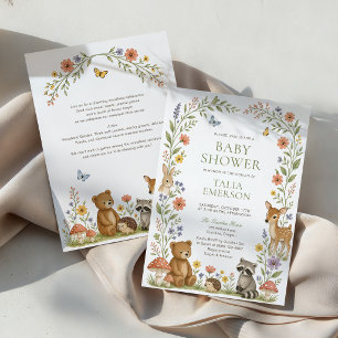 Bosdieren Wilde Bloem Baby Shower Tuin Kaart
