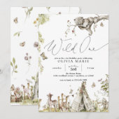 Bosdieren Wilde Eén Eerste Verjaardag Kaart (Voorkant / Achterkant)