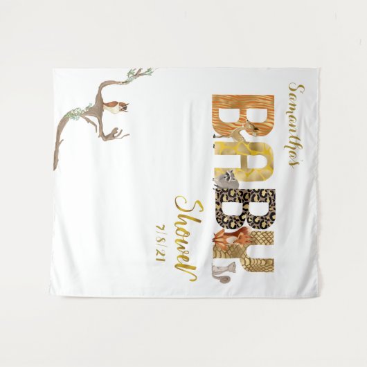 Bosdieren Wilde Goudkleurige Fotobackdrop met Prin Wandkleed (Voorkant (horizontaal))