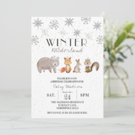 Bosdieren Winter ONEderland Verjaardag Kaart