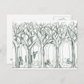 Bosdieren Winterbomen Sneeuwkonijnen Herten Briefkaart (Voorkant / Achterkant)