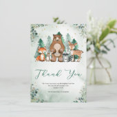 Bosdieren winterdieren Baby shower Bedankkaart (Staand voorkant)