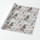 Bosdieren Winterdieren Bossen Cadeaupapier (Uitgerold)
