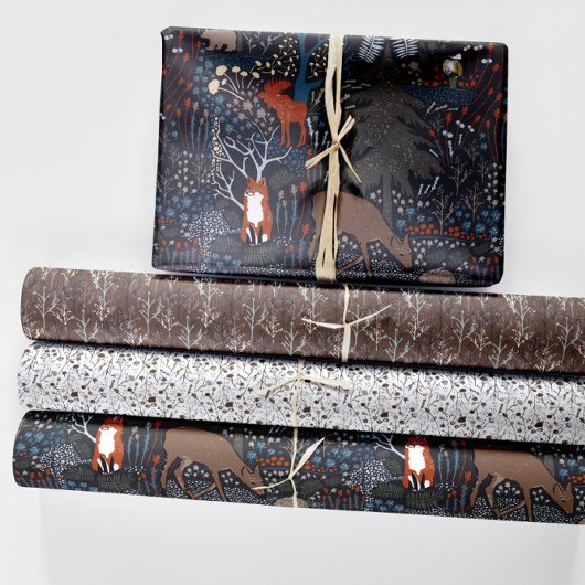 Bosdieren Winterdieren Bossen Inpakpapier Vel