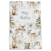 Bosdieren Wit Blauw Kerstmis Medium Cadeauzakje (Voorkant)