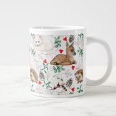 Bosdieren, wit kerstpatroon grote koffiekop (Rechts)