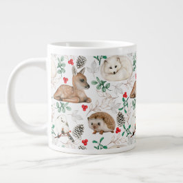 Bosdieren, wit kerstpatroon grote koffiekop