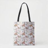 Bosdieren, wit kerstpatroon tote bag (Voorkant)