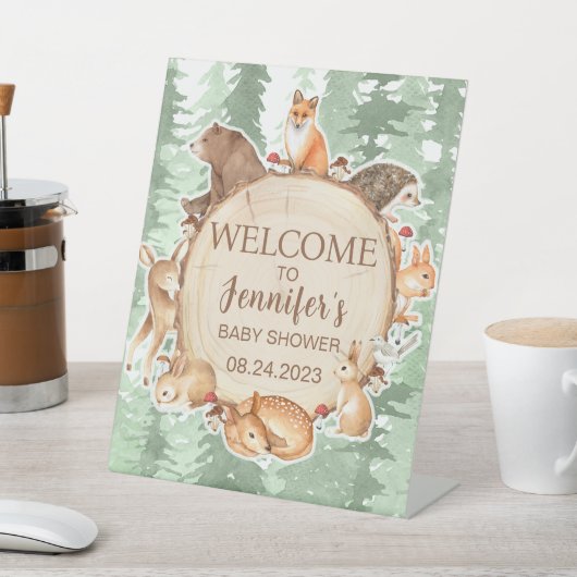 Bosdieren Woodland baby shower — Welkomstbord Reclamebord Met Voetstuk (Insitu)