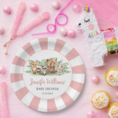 Bosdieren Woodland roze meisje baby shower Papieren Bordje (Feest)