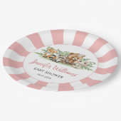 Bosdieren Woodland roze meisje baby shower Papieren Bordje (Gekanteld)