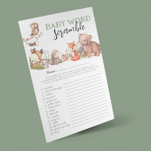 Bosdieren 'Woord Door Elkaar' Baby Shower Spel