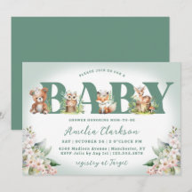 Bosdieren Zacht Groen & Bloemen Baby shower
