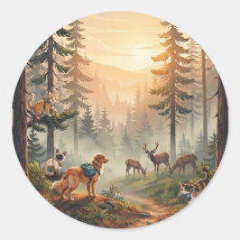 Bosdieren Zonsondergang Avontuur Ronde Sticker