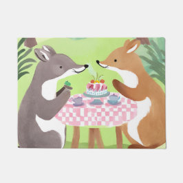 Bosdierenpicknick | Whimsical Cute Waterverf Deurmat