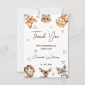Bosdierenthema Baby Shower Bedankt (Voorkant)