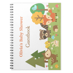 Bosdierenthema babyshower guestboek notitieboek