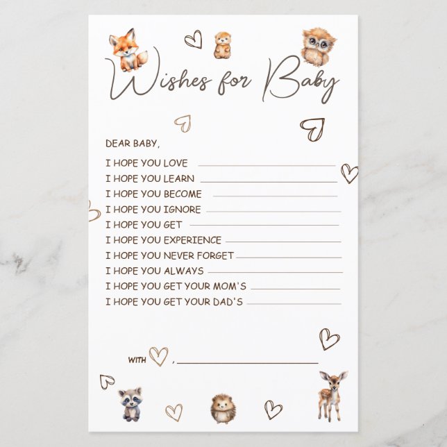 Bosdierenthema wensen voor Baby (Voorkant)