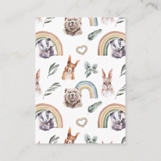 Bosdierentuin Baby shower Diaper Raffle Ticket Informatiekaartje (Achterkant)