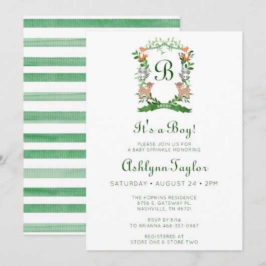 Bosdierentuin is een padvinder Baby Kaart (Voorkant / Achterkant)