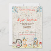 Bosdiervrienden boerenmeisje baby shower kaart (Voorkant)