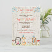 Bosdiervrienden boerenmeisje baby shower kaart (Staand voorkant)