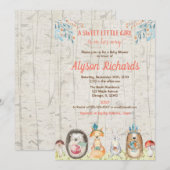 Bosdiervrienden boerenmeisje baby shower kaart (Voorkant / Achterkant)