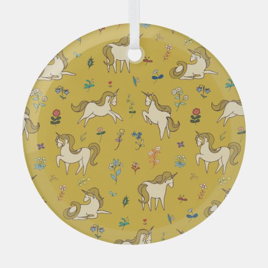 Boseenhoorn:  bloemmotief glas ornament (Voorkant)