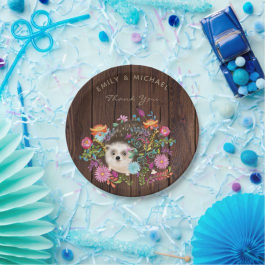 Bosegelhouten egel borden rustieke waterverf papieren bordje (Feest)