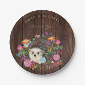 Bosegelhouten egel borden rustieke waterverf papieren bordje (Voorkant)