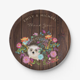 Bosegelhouten egel borden rustieke waterverf papieren bordje