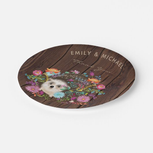 Bosegelhouten egel borden rustieke waterverf papieren bordje (Gekanteld)