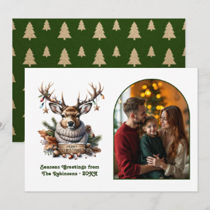 Boseland Hert Knus Trui Vrolijk Kerst Foto Feestdagenkaart