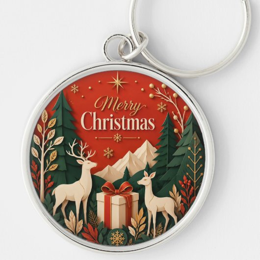 Boseland Herten Kerstcadeau Sleutelhanger (Voorkant)