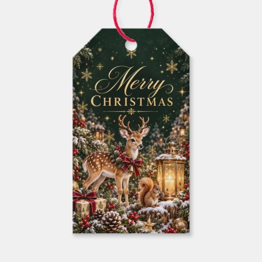 Boseland herten Kerstcadeautags Cadeaulabel (Voorkant)