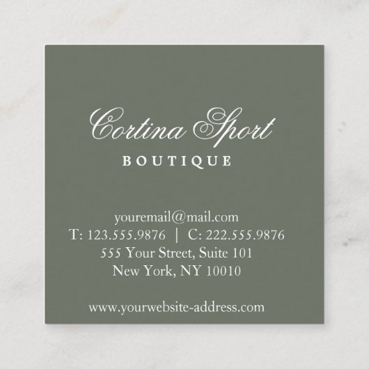 Boselegant van de bosmaakwinkel in het gebergte vierkante visitekaartje (Achterkant)