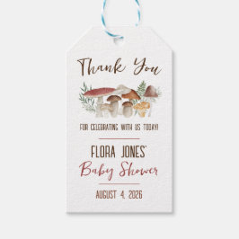 Bosfee Baby Shower met Paddenstoelenthema Cadeaulabel