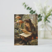 Bosfee die een boek leest tussen paddenstoelen briefkaart (Staand voorkant)