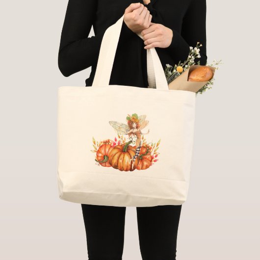 Bosfee & Herfstpompoen Boeket Grote Tote Bag (Voorkant (product))